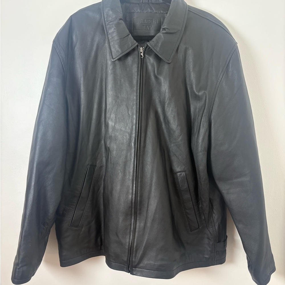 Vintage Trader Bay Men's 100% Leather Jacket XL Black